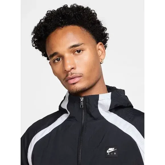 Nike Woven Full Zip Men’s Large Jacket Hoodie Black/White HJ0634-010 NWT